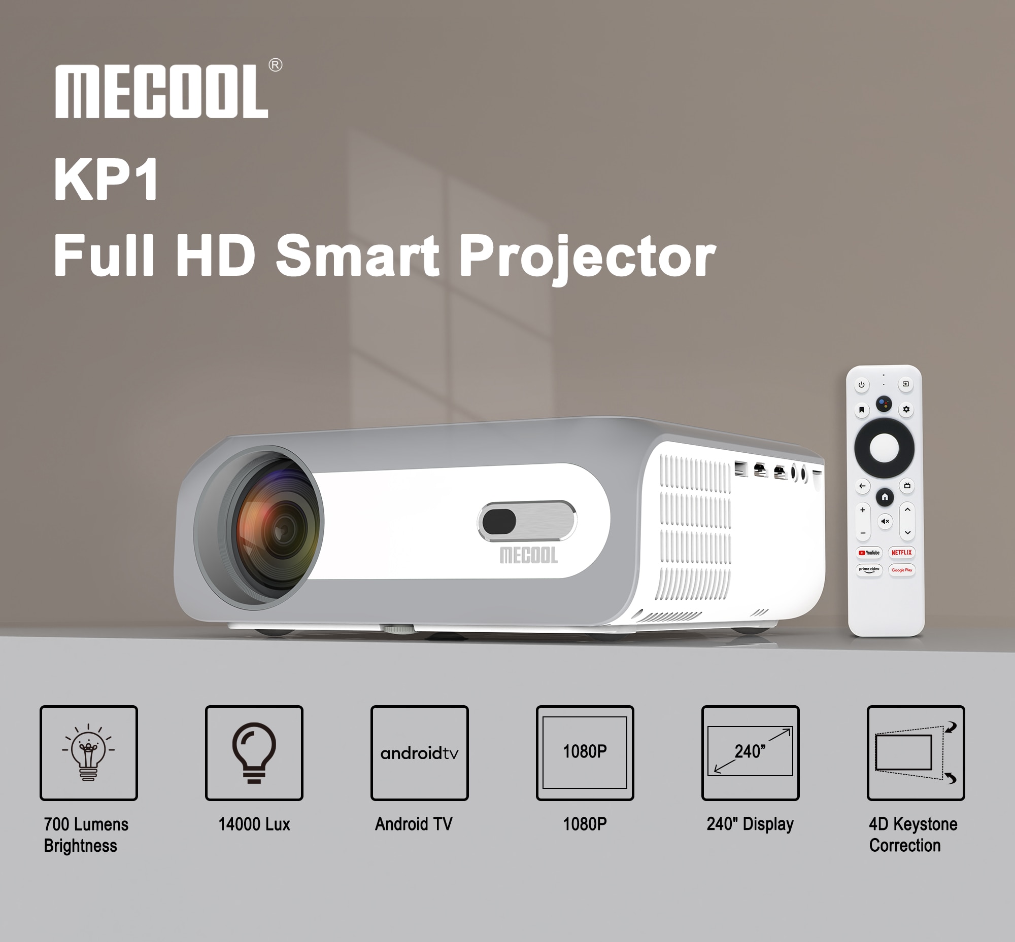 MECOOL KP1 Ʈ Ȩ  Ǯ HD 1080P 700 ANSI    ̴ , Ȩ ȵ̵ tv ÷ ġ